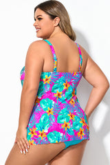 Plus Size Floral Print Bandeau Tankini Top