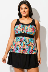 Plus Size Floral Printed Tankini Top