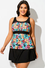 Plus Size Floral Printed Tankini Top