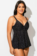 V-Neck Starry Night Print Underwire Tankini Top
