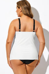 Black & White Colorblock Tiered Tankini Top