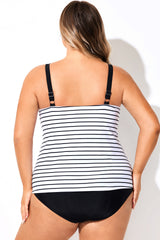 Black & White Stripe Print Tankini Top