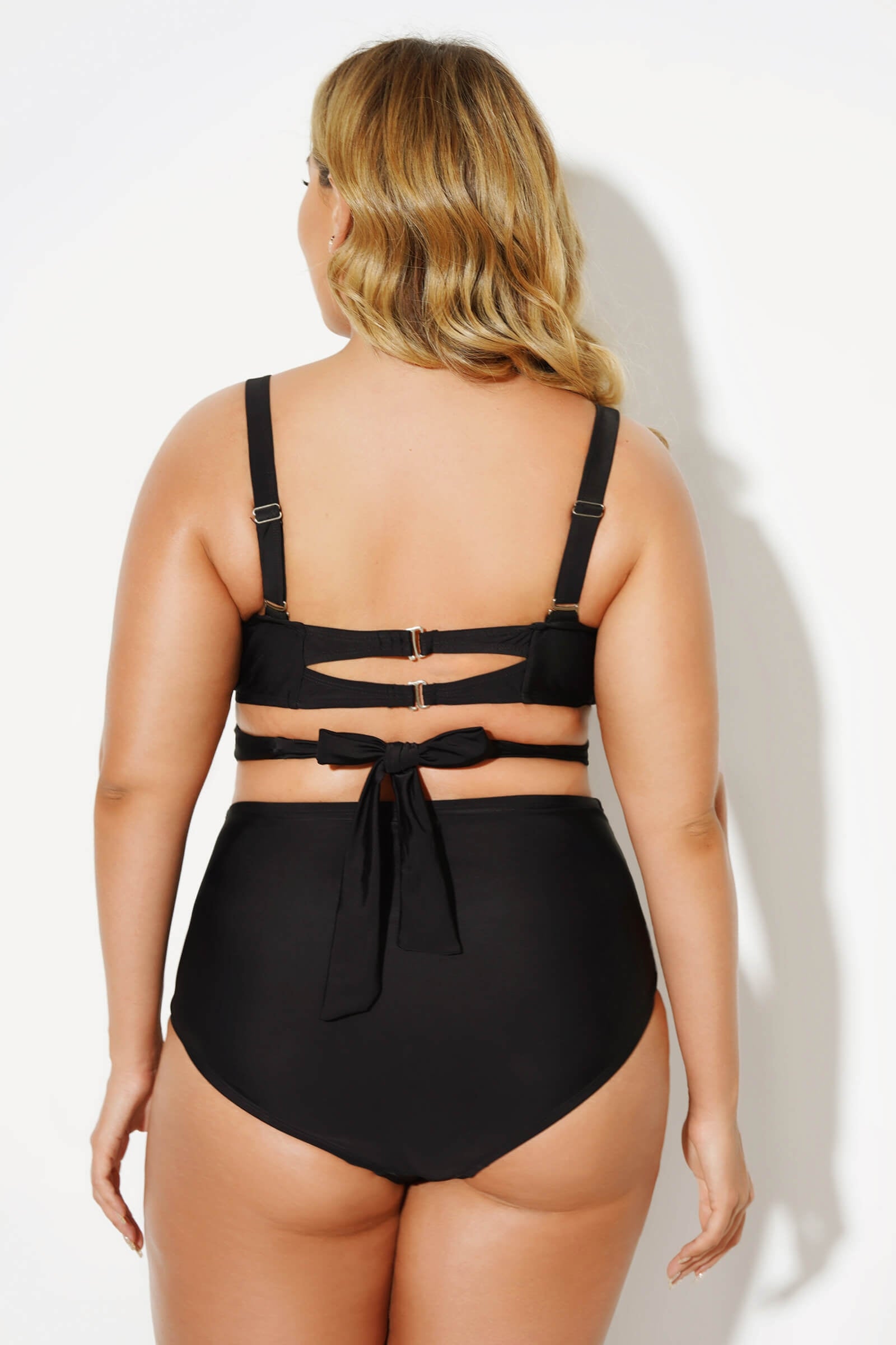 Black Wrap Adjustable Straps Underwire Bikini Set