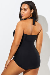 Black Cut Out Underwire Party One Piece Swimsuit