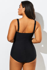 Black Twist Front Push Up One Piece Swimsuit