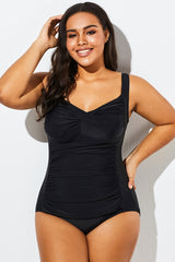 Black Twist Front Push Up One Piece Swimsuit