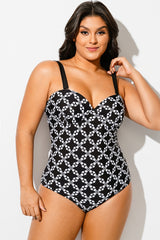 Geometric Cut Out Underwire One Piece Swimsuit
