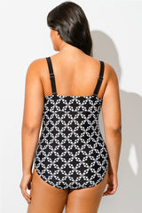Geometric Cut Out Underwire One Piece Swimsuit