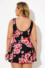 Scoopneck Floral Printed Vintage Women Swimdress