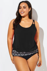 Black Scoopneck Tummy Control  Tankini Top