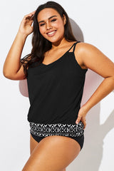 Black Scoopneck Tummy Control  Tankini Top