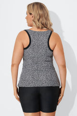 Black Leopard Longer Length Sport Tankini Set