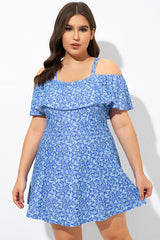 Pretty Ditsy Prints Off-the-Shoulder Swimdress