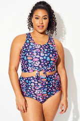 Plus Size Candy Color Knotted Crop Bikini Top