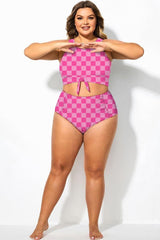 Plus Size Pink Check High Waisted Bottom