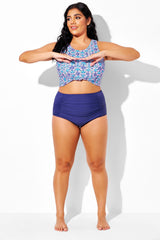Royal Blue Elegant High Waist Swim Brief