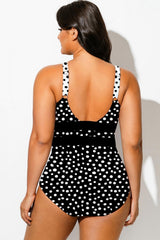 Polka Dot Cut Out One Piece Swimsuit