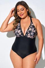 Black & Gold Printed One Piece Swimsuit