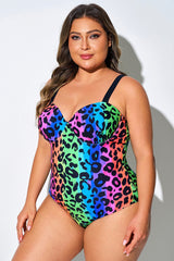 Colorful Animal Print Underwire One Piece Swimsuit
