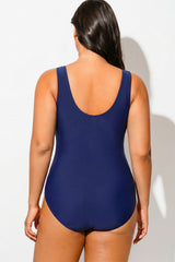 Vintage Rotary Phone Dial Pattern Plus Size One Piece Swimsuit